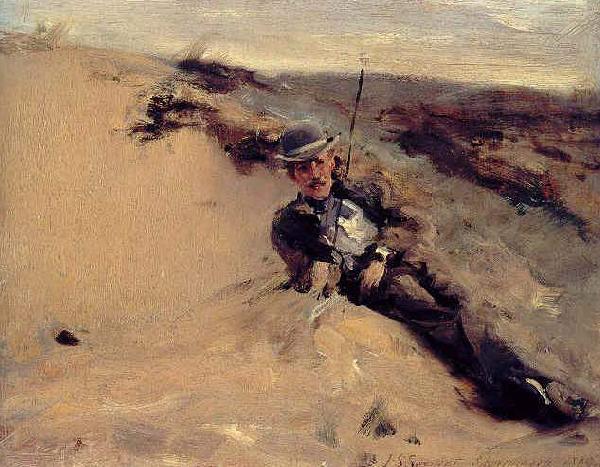 John Singer Sargent Ralph Curtis on the Beach in Scheveningen oil painting picture